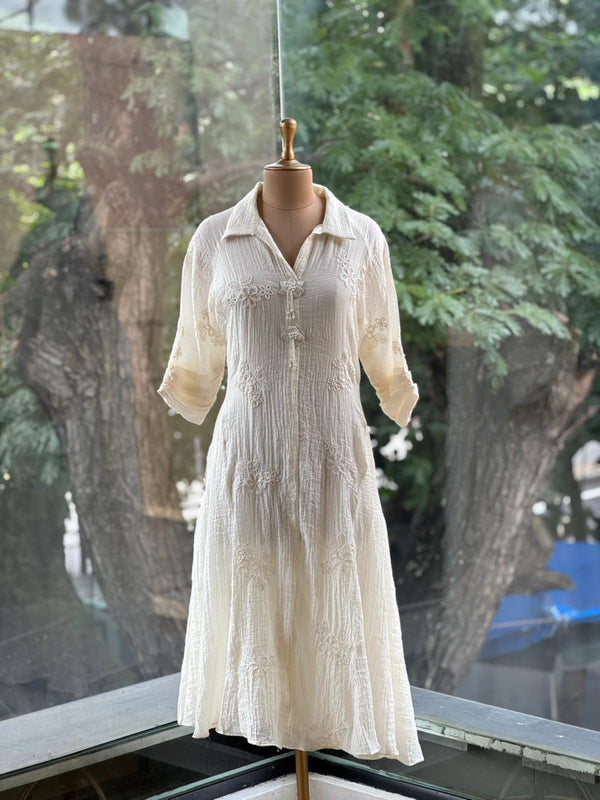 Half White Crush Tunic