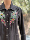 Black Denim Beads Work Tunic
