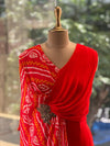 Orange Bandhej Flap Gown