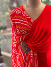 Orange Bandhej Flap Gown