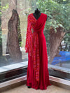 Red Bandhej Flap Gown