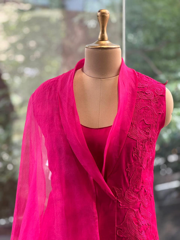 Pink Cape Style Indowestern Dress