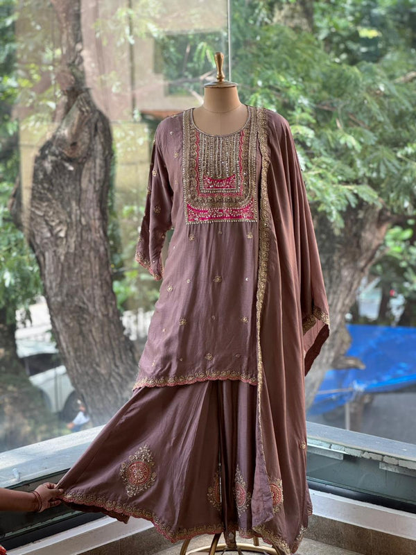 Brown Sharara Set