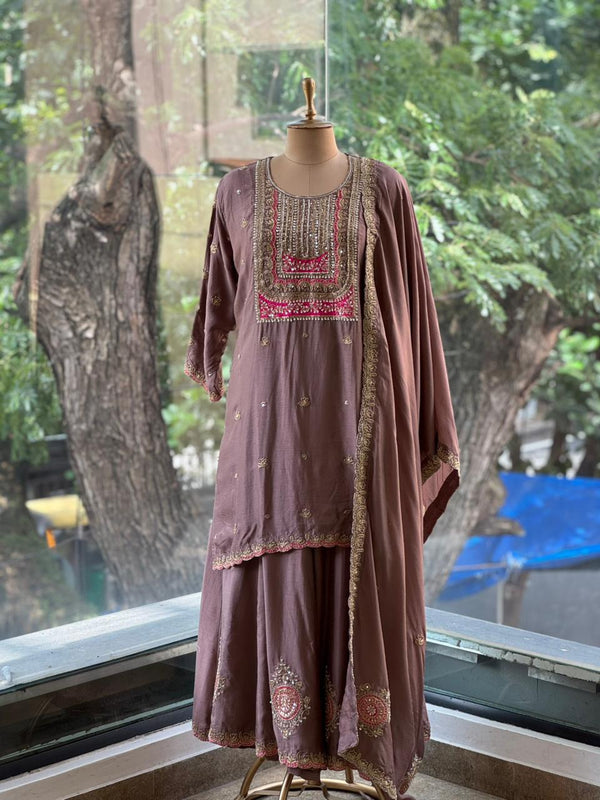 Brown Sharara Set