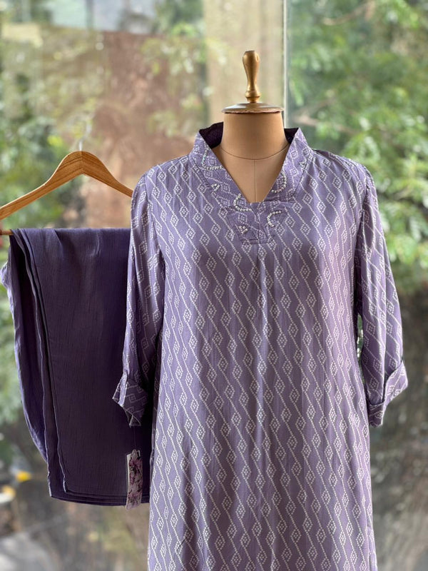 Mauve Bandhani Print Co Ord