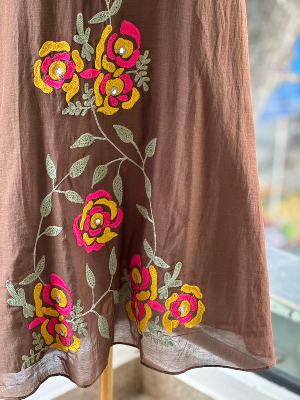 Brown Mul Chanderi Tunic