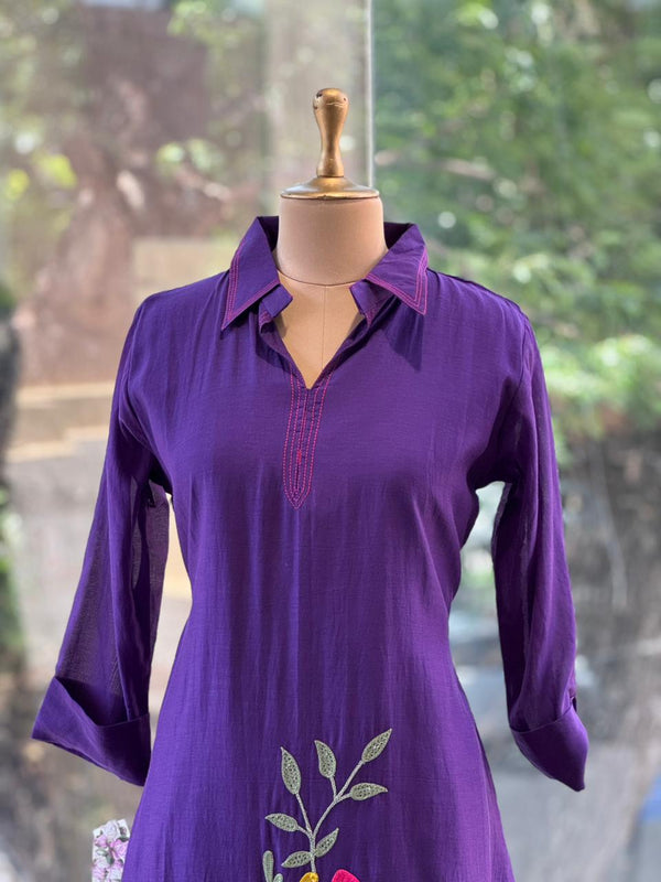 Purple Mul Chanderi Tunic