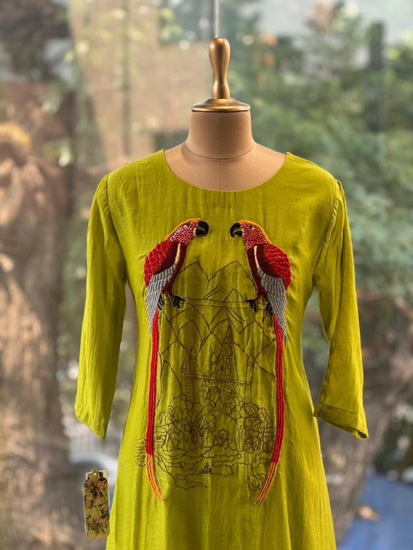 Parrot Green Dupatta Set