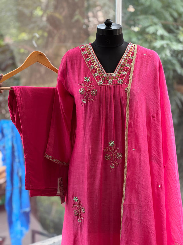 Pink Embroidered Suit