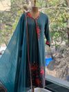 Blue Embroidered Dupatta Set