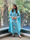 Blue Mul Dupatta Set