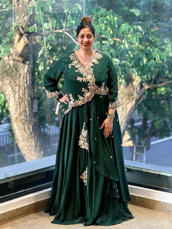 Green Intricate Hand Work Gown