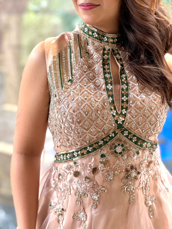 Light Peach designer Made Gown