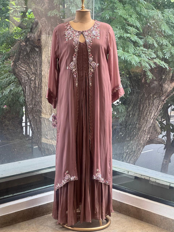 Mauve Attached Jacket Style Gown