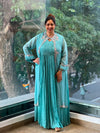Sea Blue Attached Jacket Style Gown
