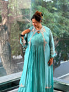 Sea Blue Attached Jacket Style Gown