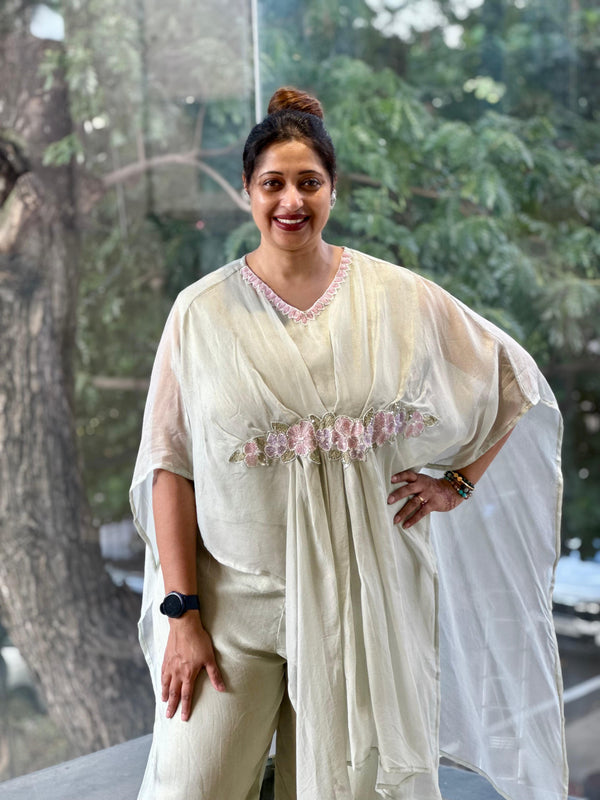 Cream Tissue Kaftan Co Ord