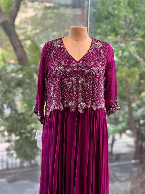 Purple Beads Work Gown