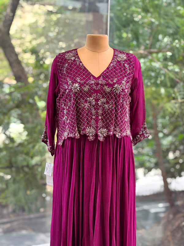 Purple Beads Work Gown