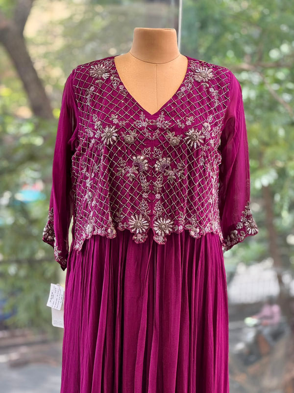 Purple Beads Work Gown