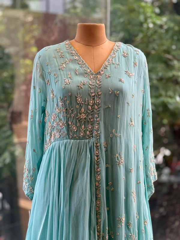 Pastel Blue Intricate Work Gown