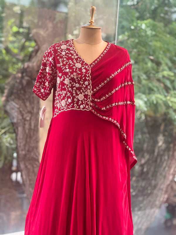 Red One Side Flap Gown