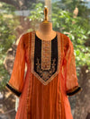 Rust Glass Tissue Dupatta Set