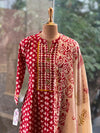 Maroon Printed Dupatta Set