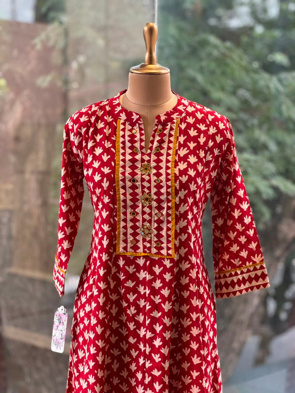 Maroon Printed Dupatta Set