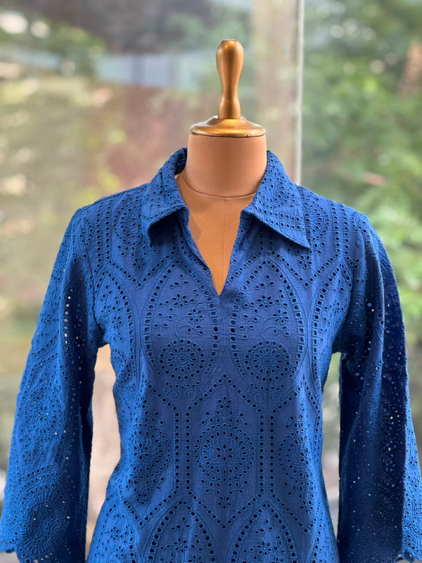 Royal Blue Collared Neck Co Ord