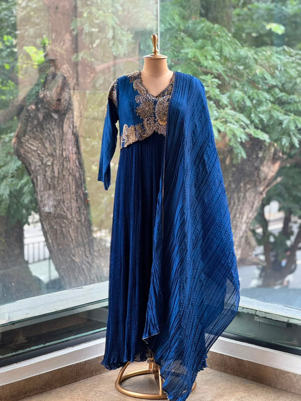 Royal Blue Crushed Gown