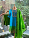 Blue Shaded Chanderi Silk Suit