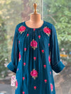 Blue Floral Embroidery Tunic