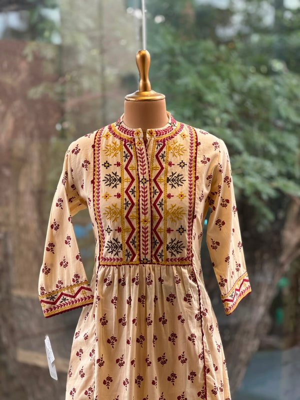 Cream Floral Printed Co Ord