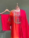 Orange Shaded Intricate Work Dupatta Set