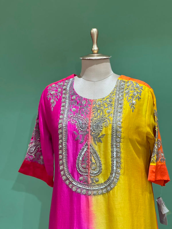 Red Shaded Intricate Work Dupatta Set