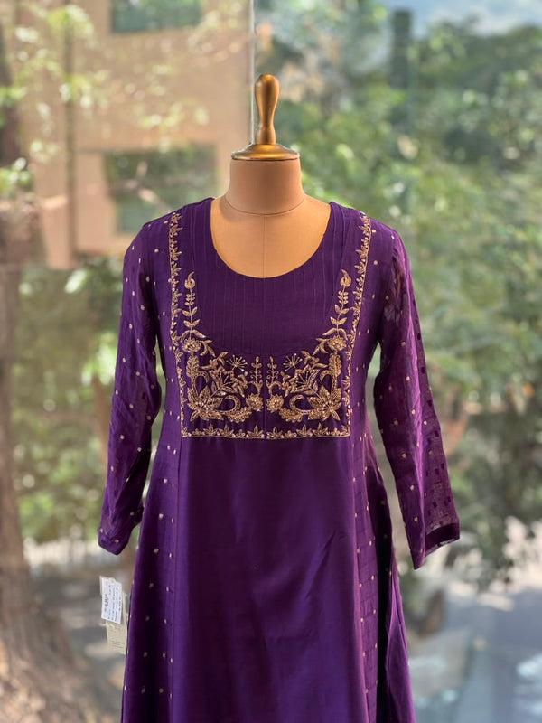 Purple Mul Chanderi Suit