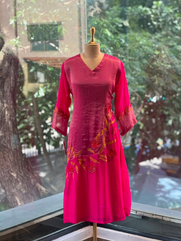 Pink Embroidered Organza suit