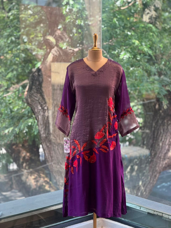 Purple Embroidered Organza Suit