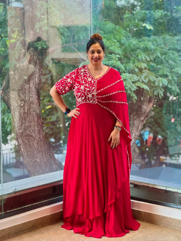 Red One Side Flap Gown