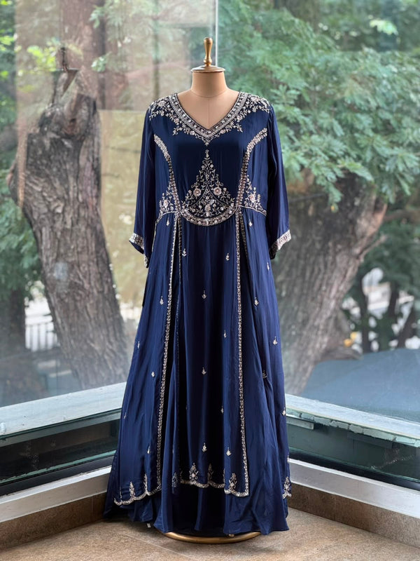 Navy Blue Flared Gown