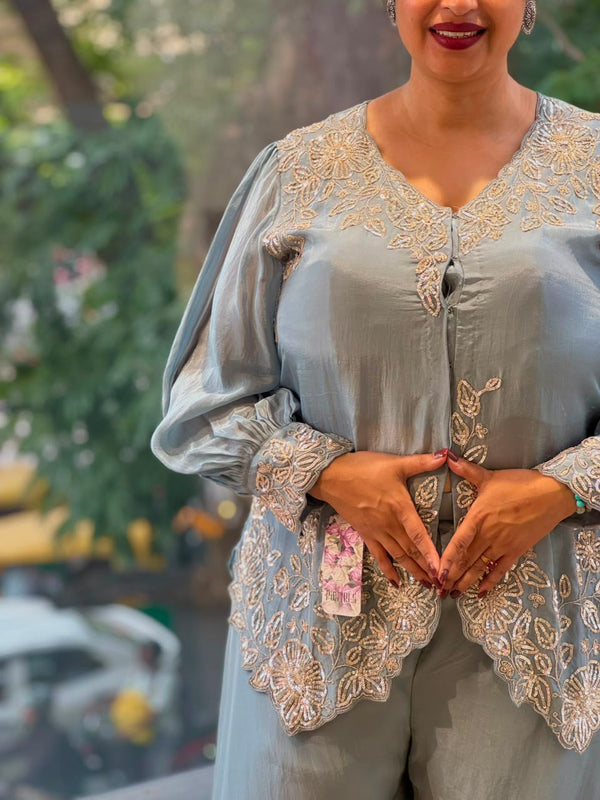 Greyish Blue Palazzo Set