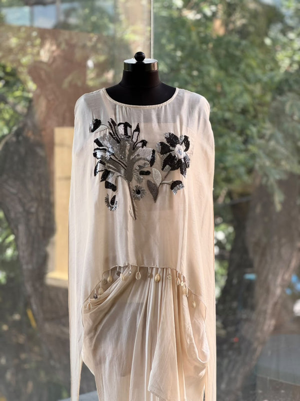 Half White Skirt Set