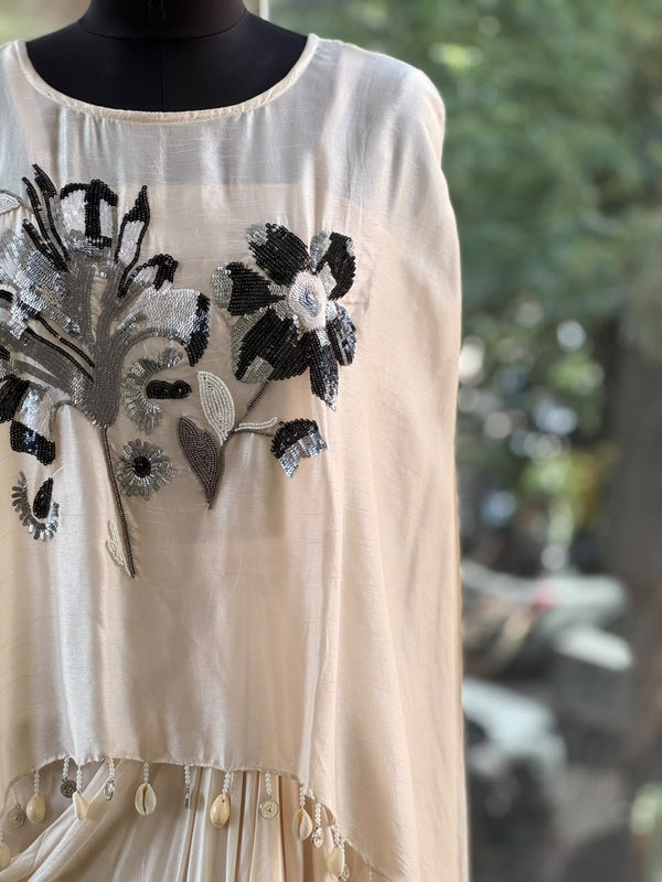 Half White Skirt Set