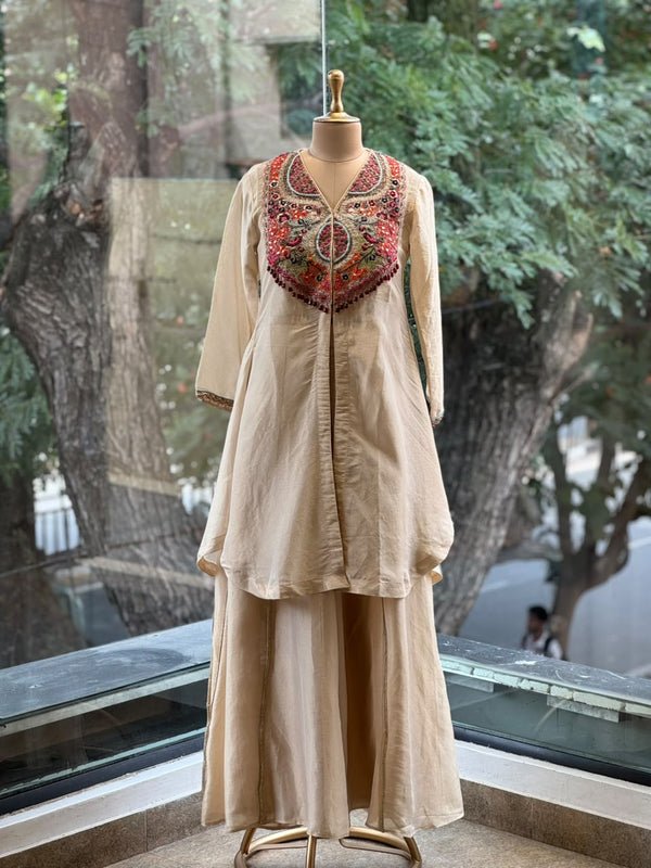 Cream Tissue Palazzo Set