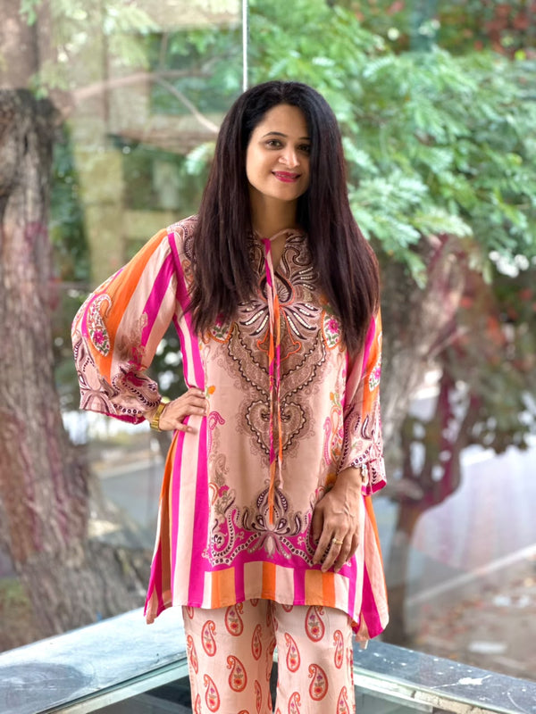 Beige Digital Printed Co Ord