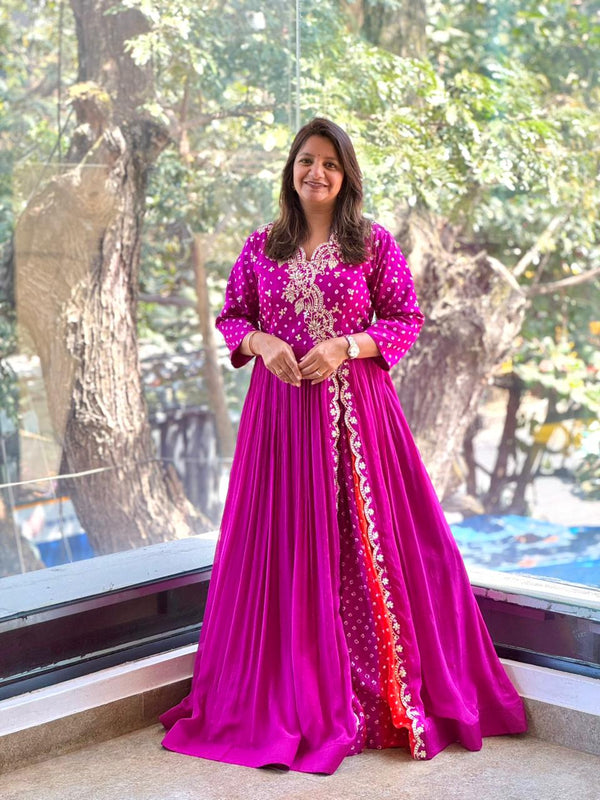 Purple Bandhej Gown
