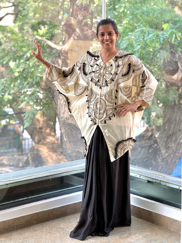 Beige Intricate Work Skirt Set