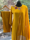 Yellow Thread Embroidered Dupatta Set