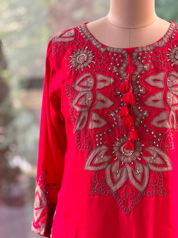 Red Applique Co Ord Set